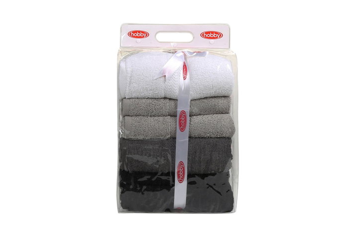 Aucune Juego de 4 toallas de baño - 70 x 140 cm - Blanco, Gris, Gris oscuro, Negro Aucune Juego de 4 toallas de baño - 70 x 140 cm - Blanco, Gris, Gris oscuro, Negro